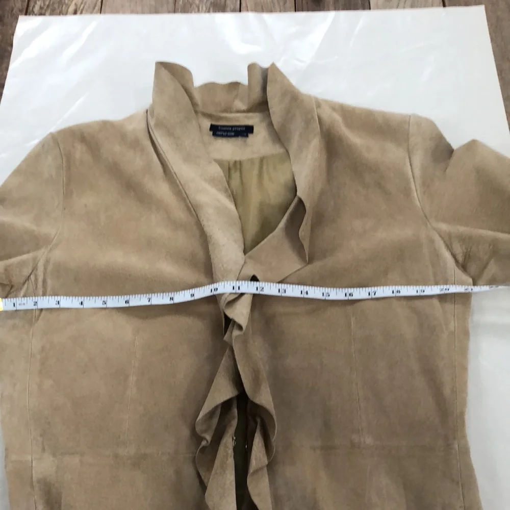 Boston proper size 12 camel color leather long coat - Picture 3 of 15